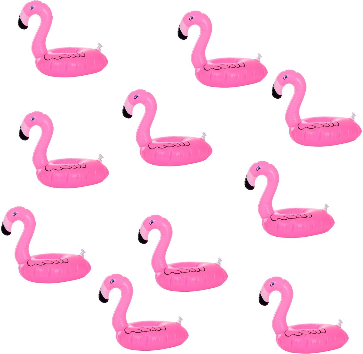 Gift pack 10x inflatable cup holder Flamingo | opblaasbare blikjeshouder | blikje houder zwembad | drankje flesje beker houder opblaasbaar